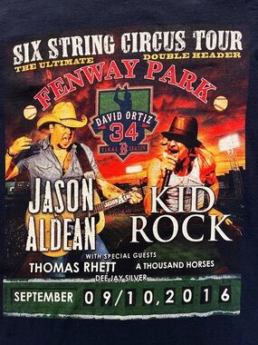 Six String Circus Tour Jason Aldean Kid Rock Fenway Park Graphic Tee